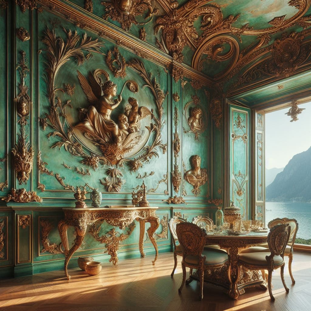 peinture vert-de-gris intérieur de luxe