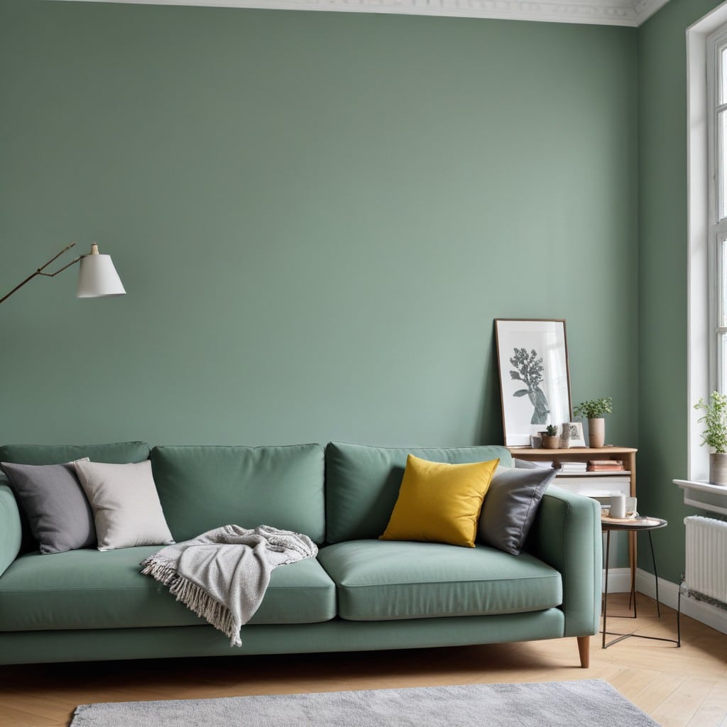 salon modern peinture vert-de-gris