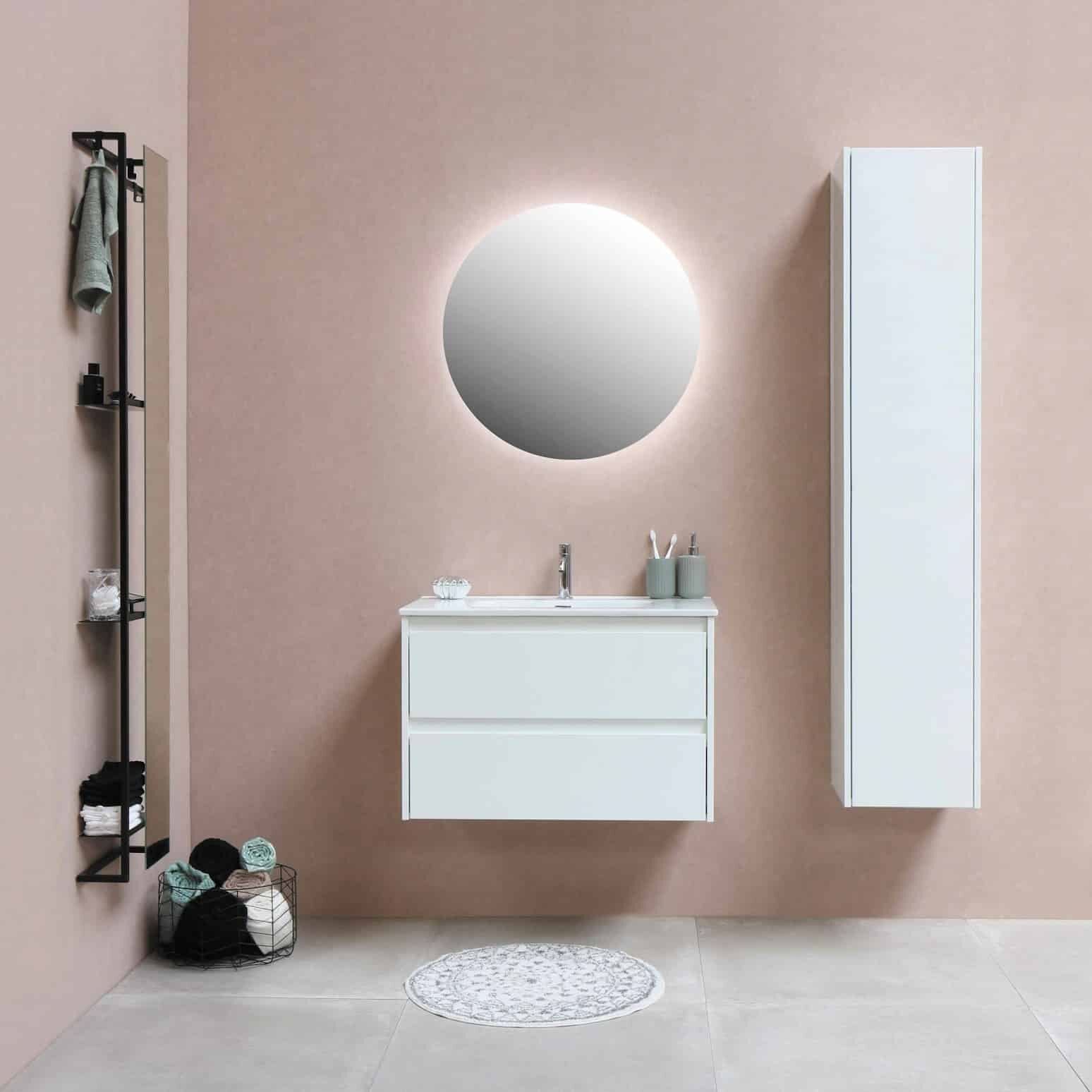 salle de bain rose agencement